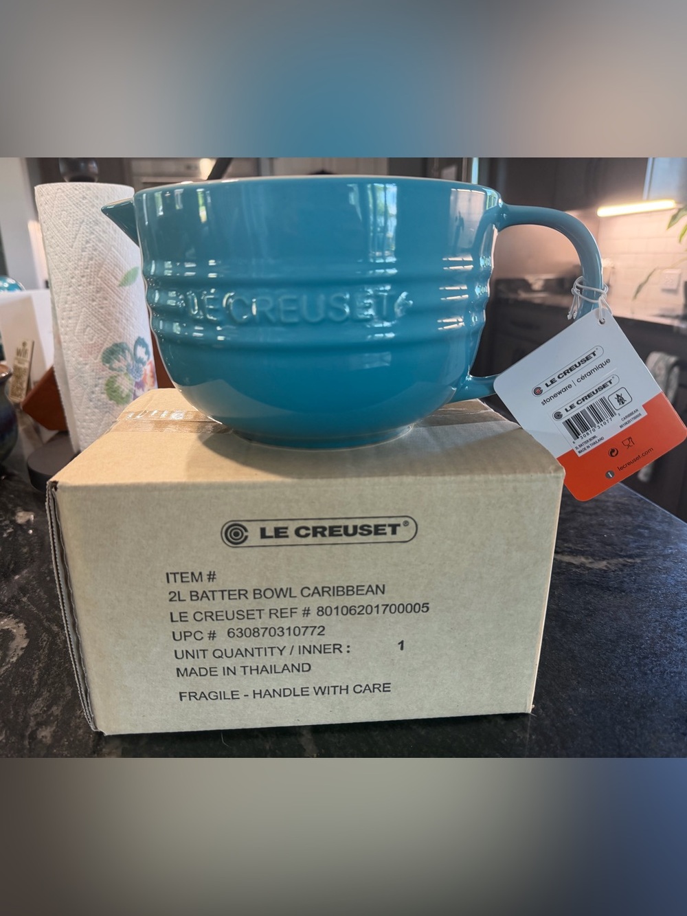 NEW IN BOX Le Creuset Batter Bowl - Mixing Bowl - 2L In RETIRED Caribbean Teal